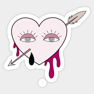 Drippy Heart With Eyes Sticker